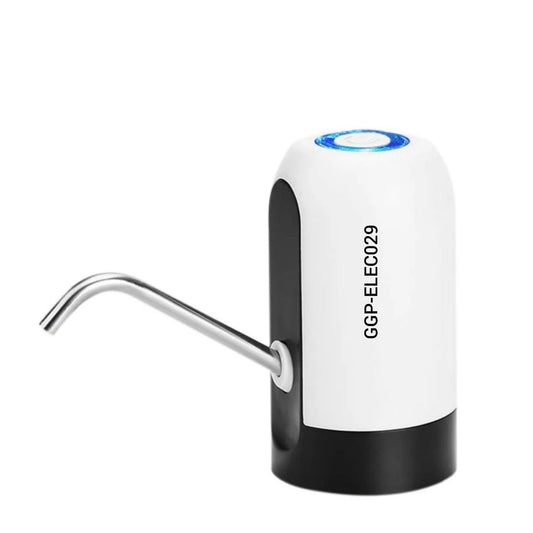Dispensador de agua blanco y negro con salida curva